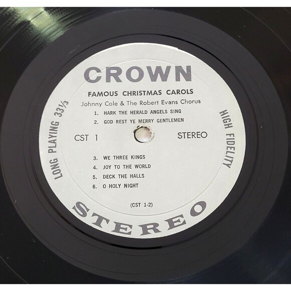 Johnny Cole & Robert Evans Chorus LP - Famous Christmas Carols - Crown Stereo - Picture 4 of 4